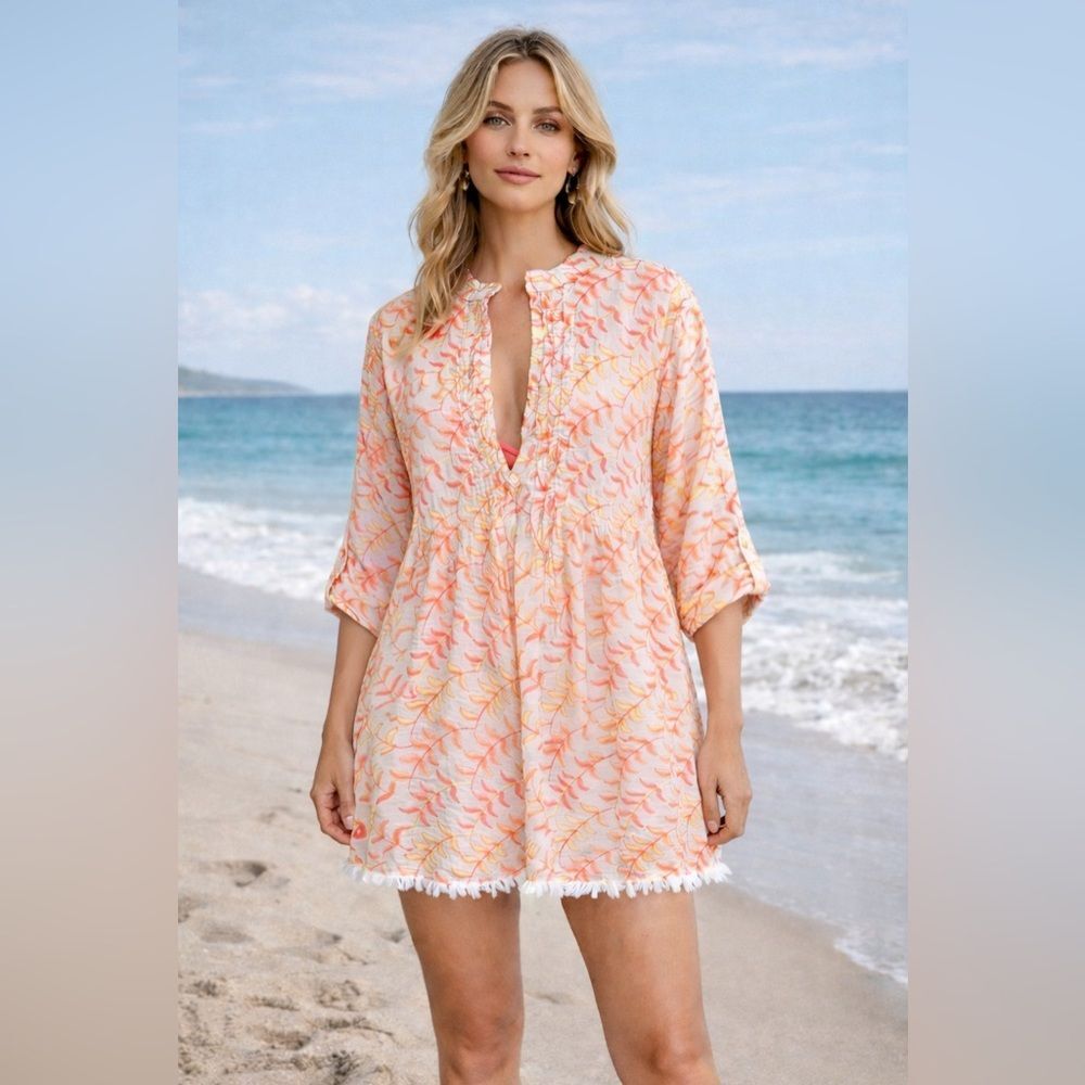 Boo Gemes Beach Dress Coverup Embroidered Cotton size Small